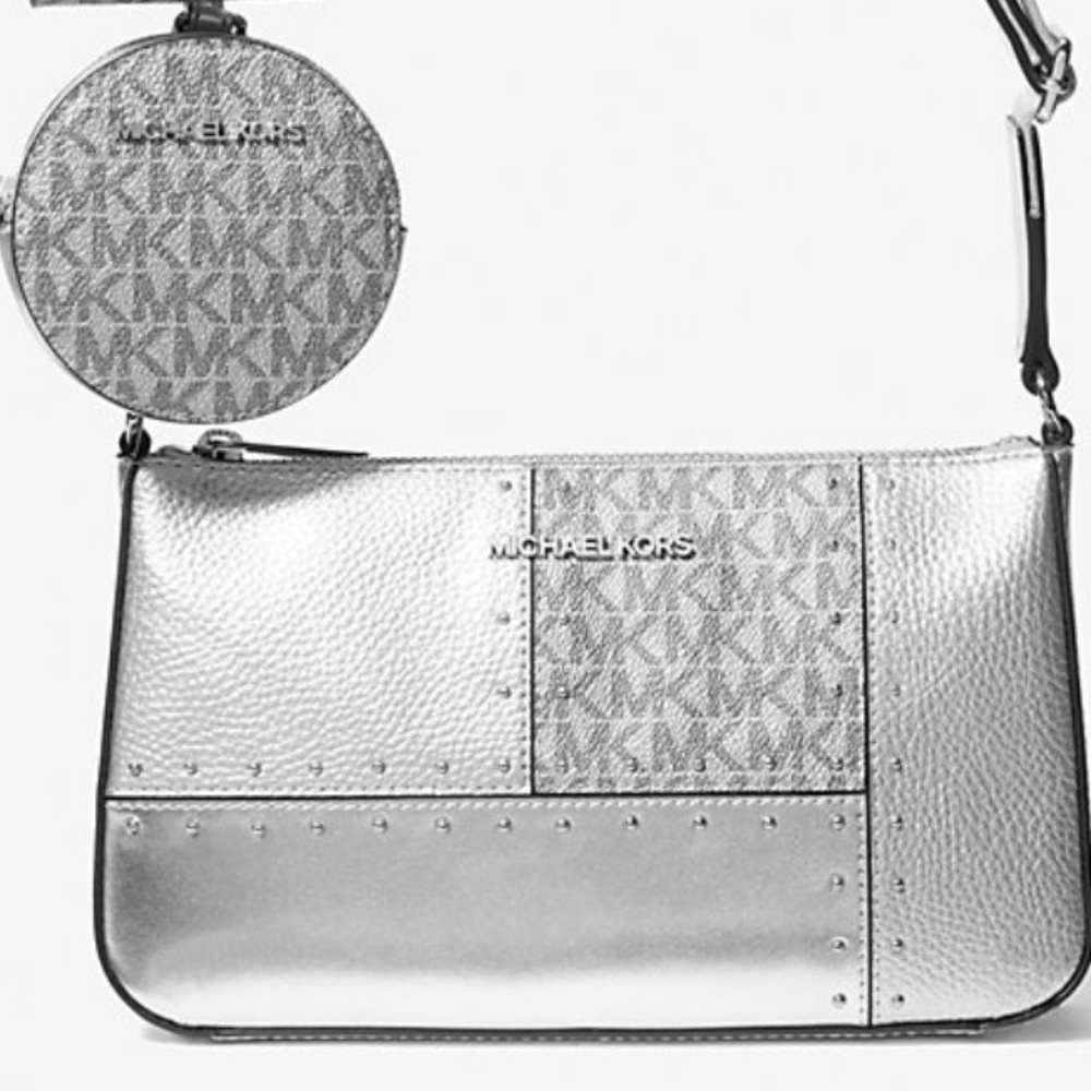 NWT Michael Kors Jet Set SILVER METALLIC and Traditional Initial Logo - Picture 3 of 4
